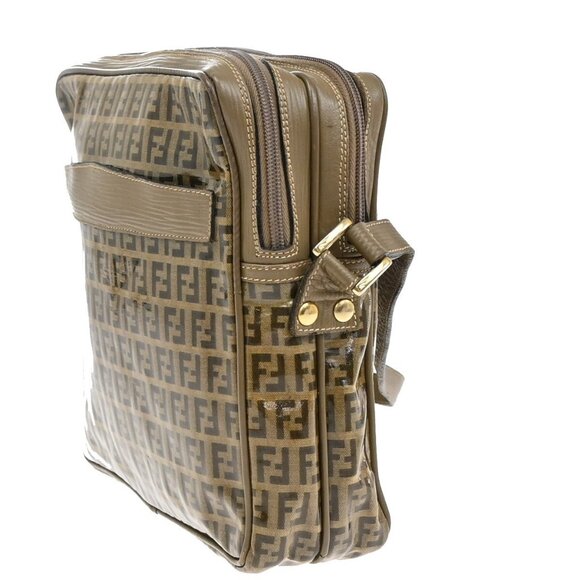 FENDI Logo Zucca Pattern Shoulder Bag Coating Canvas Leather Brown - Picture 2 of 16